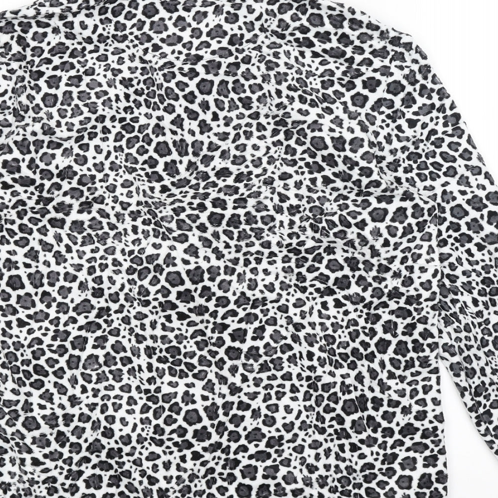 ESMARA Womens White Animal Print  Full Zip Jumper Size 14
