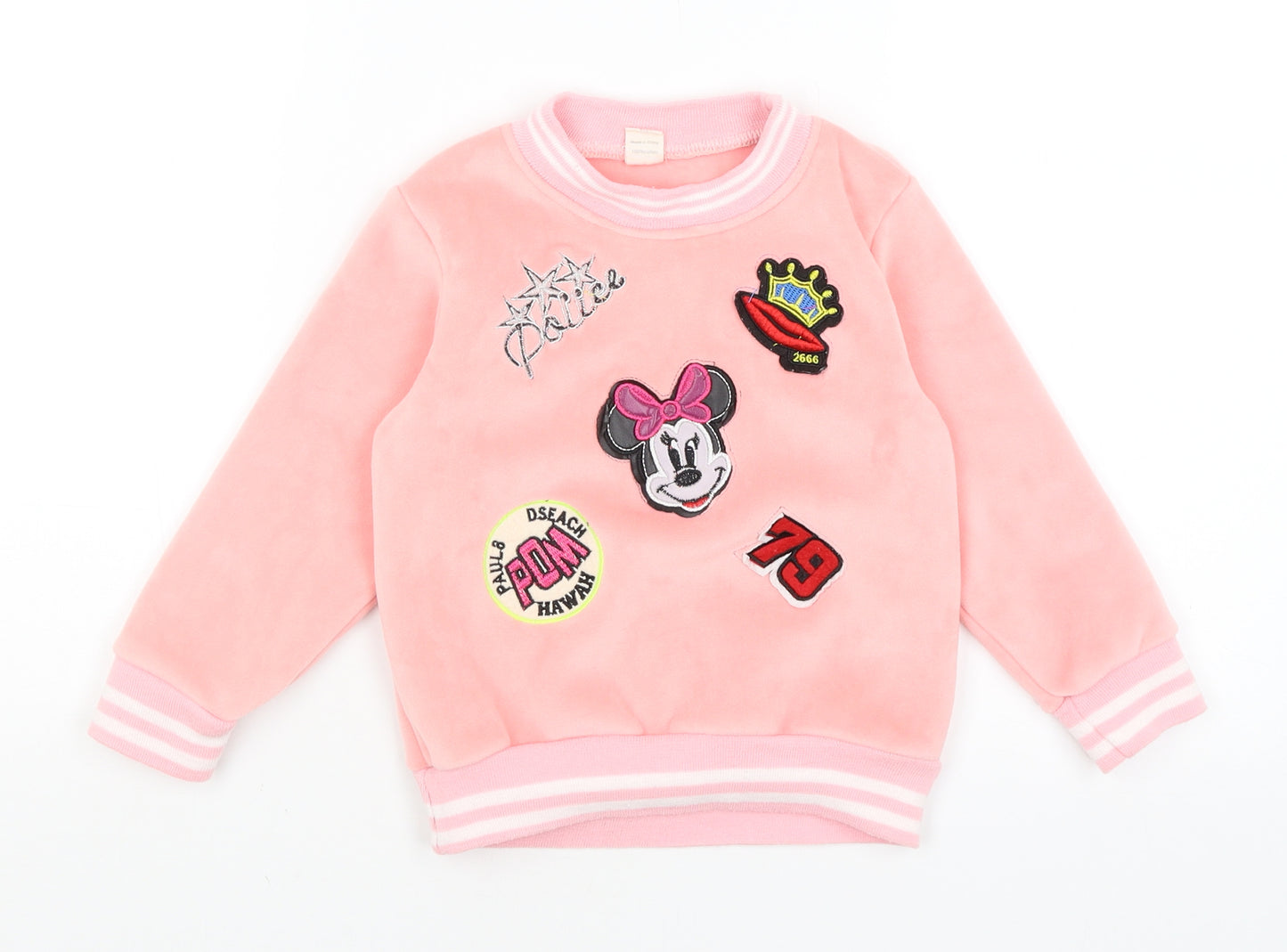 Preworn Girls Pink   Pullover Jumper Size 3-4 Years
