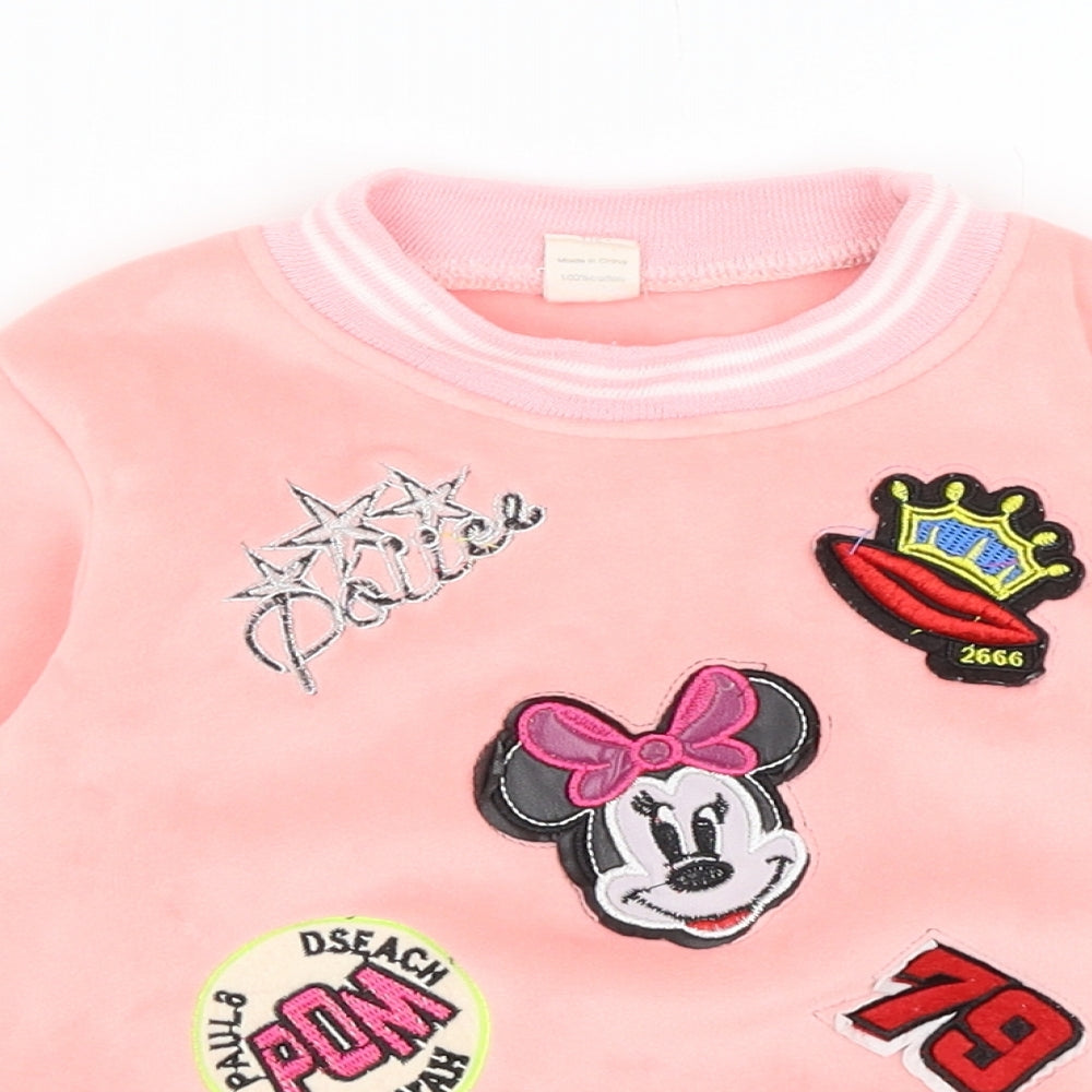 Preworn Girls Pink   Pullover Jumper Size 3-4 Years