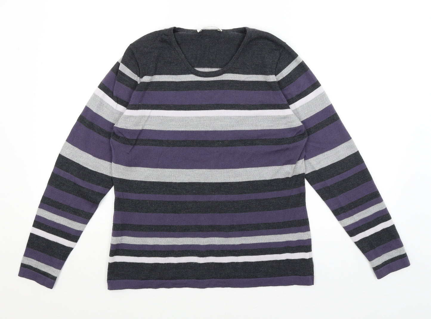 David Nieper Womens Grey Striped  Pullover Jumper Size 12