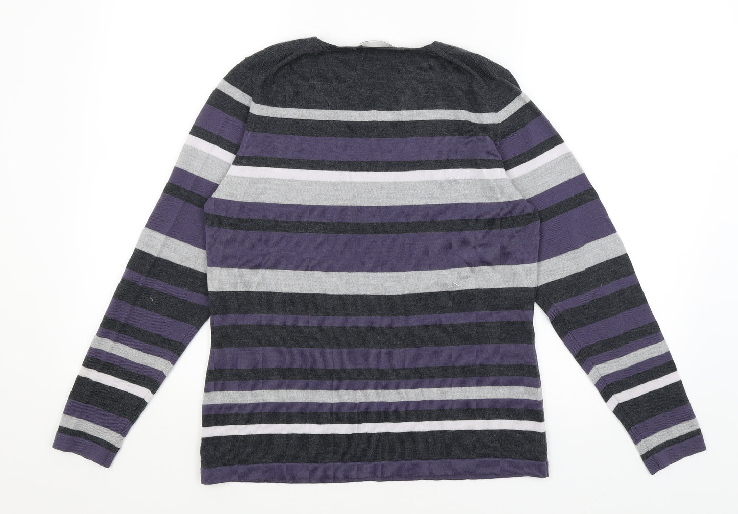 David Nieper Womens Grey Striped  Pullover Jumper Size 12