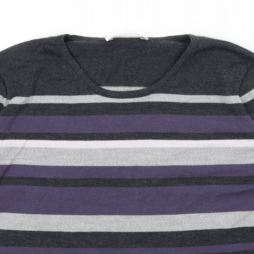 David Nieper Womens Grey Striped  Pullover Jumper Size 12