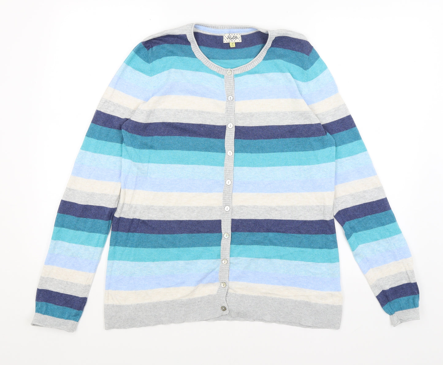 Heyton Womens Blue Striped  Cardigan Jumper Size 16
