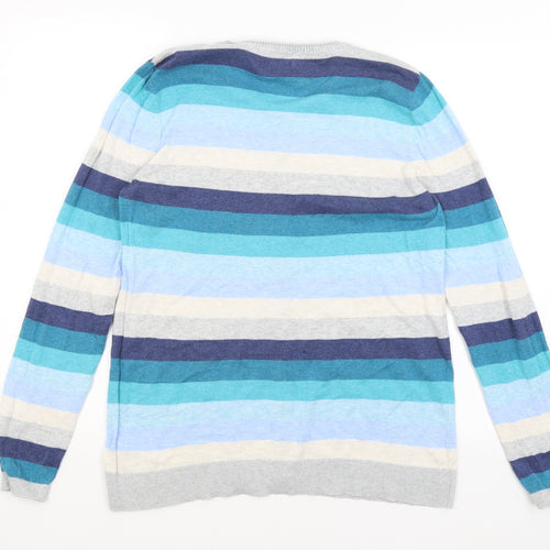 Heyton Womens Blue Striped  Cardigan Jumper Size 16