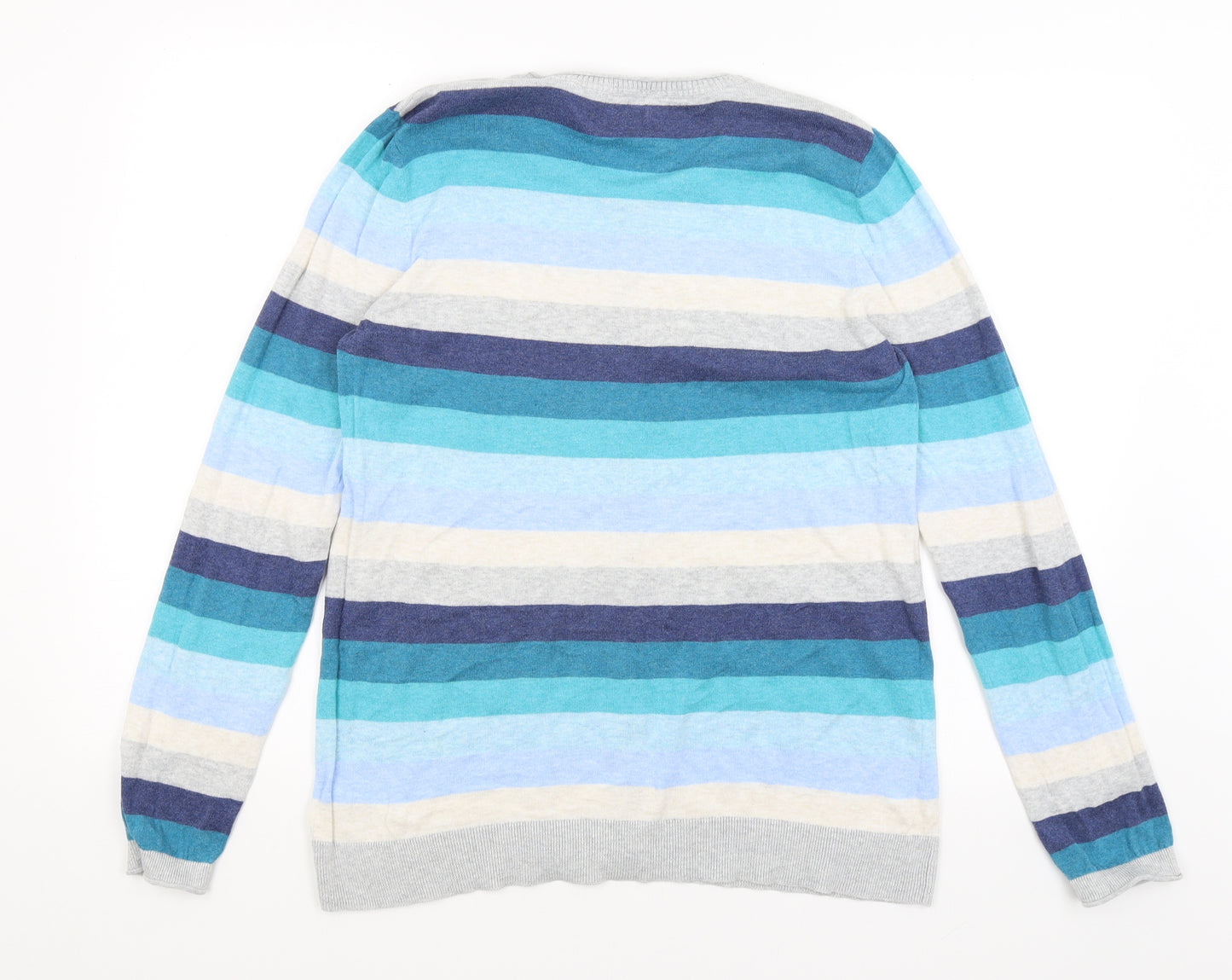 Heyton Womens Blue Striped  Cardigan Jumper Size 16