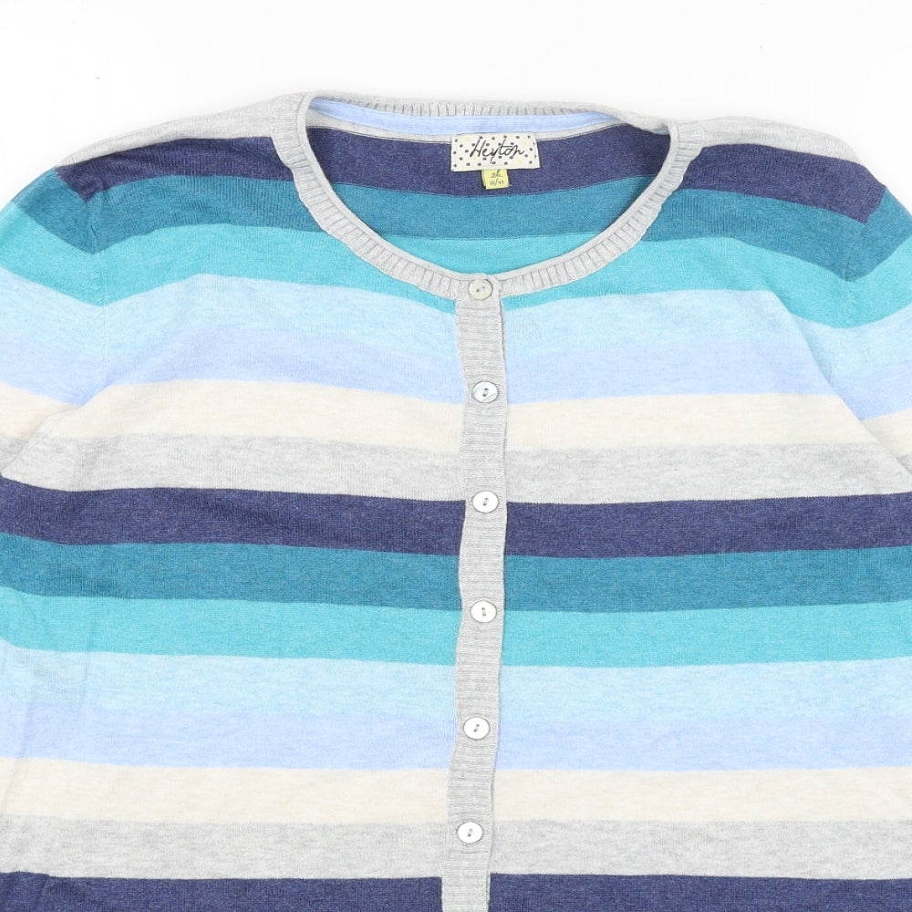 Heyton Womens Blue Striped  Cardigan Jumper Size 16