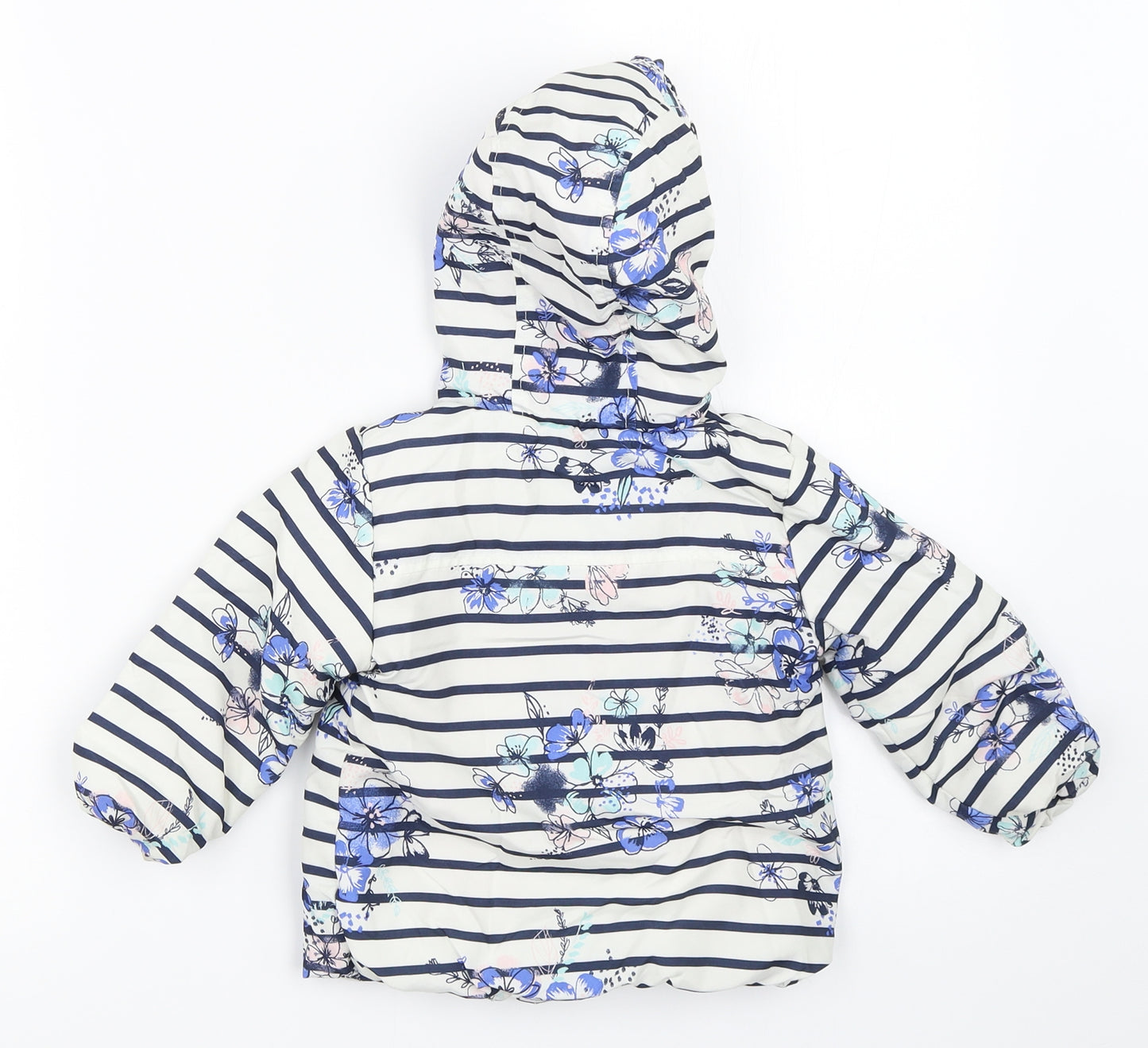 George Girls White Striped  Basic Coat Coat Size 9-12 Months