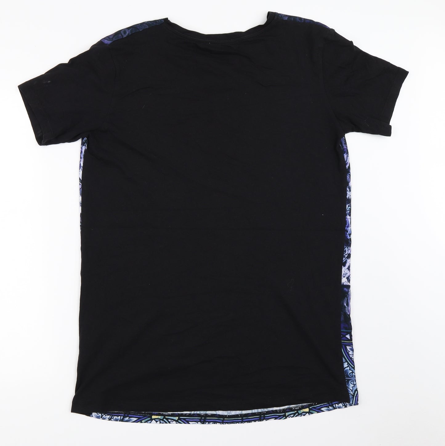 Miss Selfridge Womens Black Geometric  Basic T-Shirt Size 12