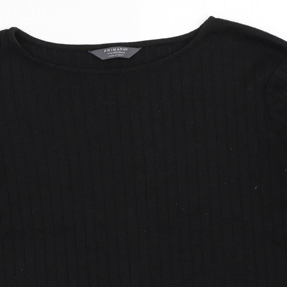 Primark Girls Black   Basic T-Shirt Size 11-12 Years