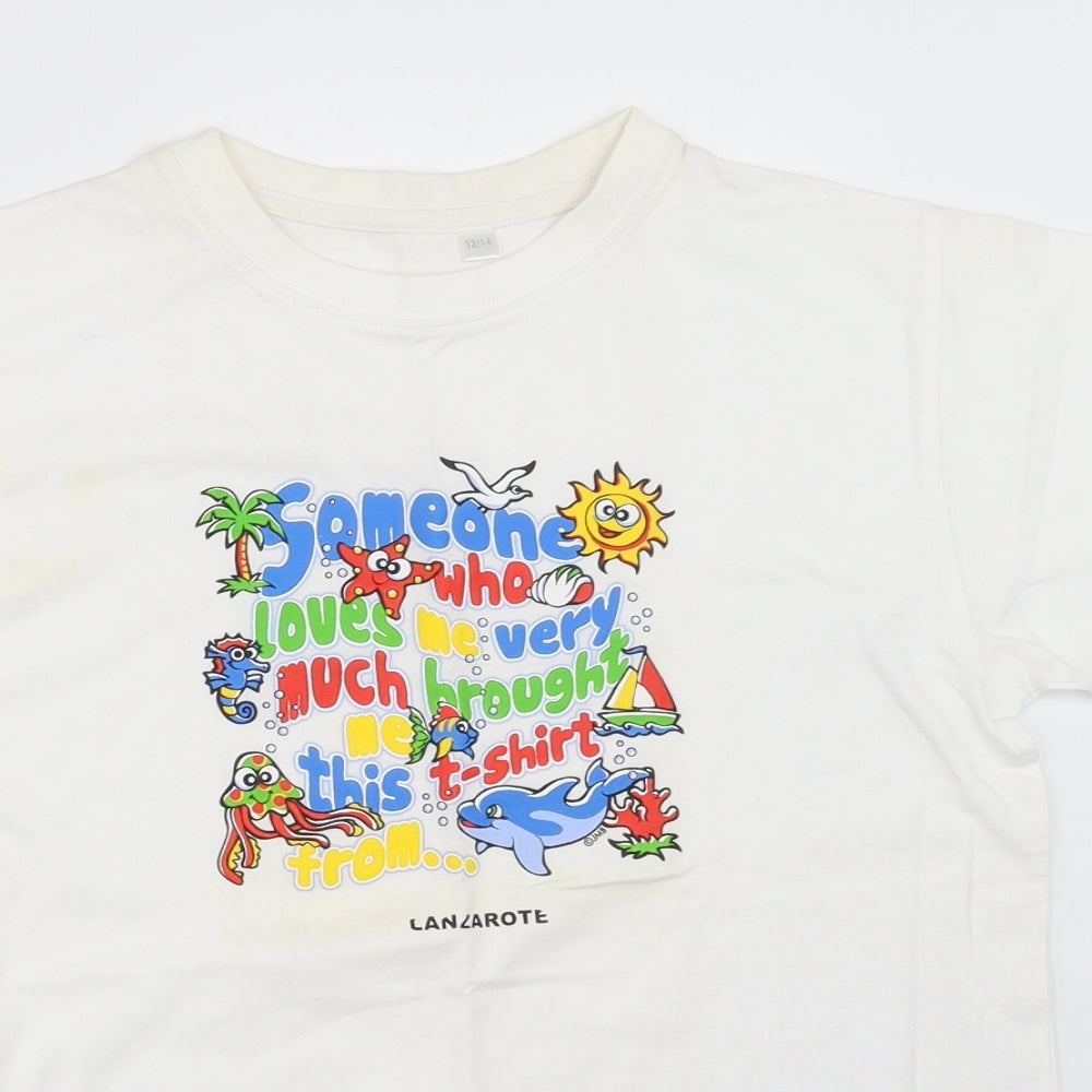 Preworn Womens White   Basic T-Shirt Size 12  - Lanzarote