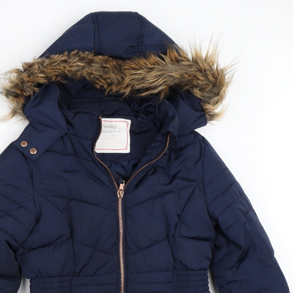 Nutmeg Girls Blue   Overcoat Coat Size 8-9 Years