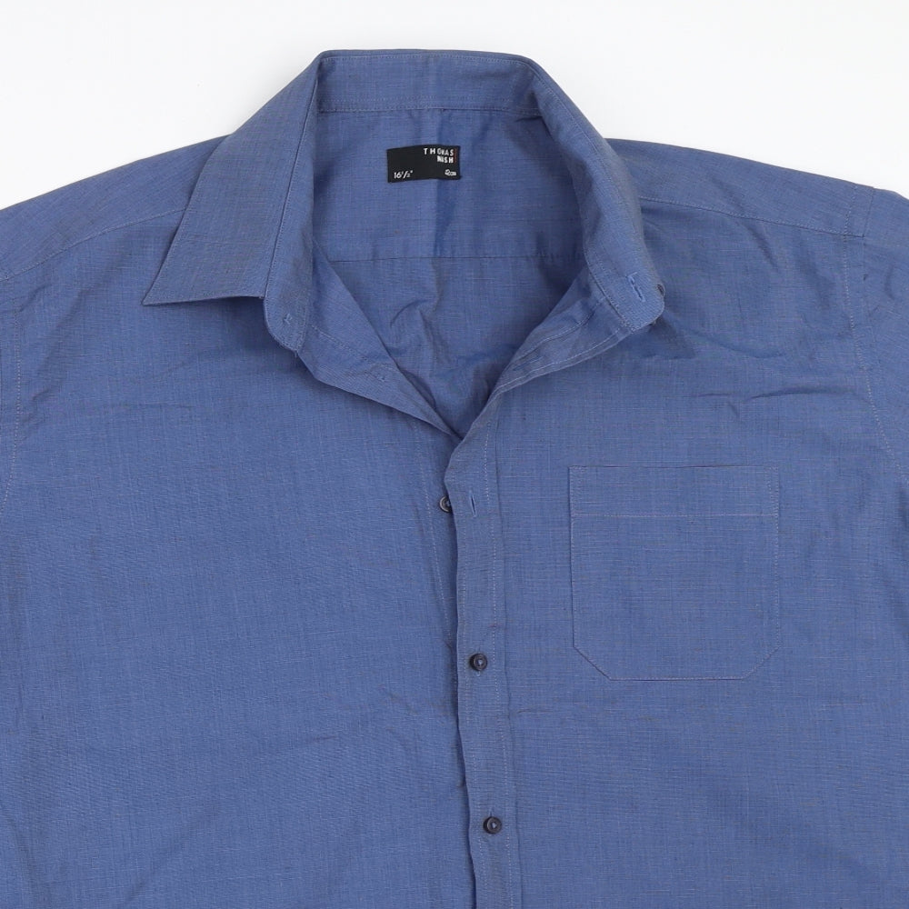 Thomas Nash Mens Blue    Button-Up Size 16.5