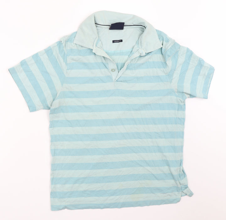 Cutter & Buck Mens Blue Striped T-Shirt Size S