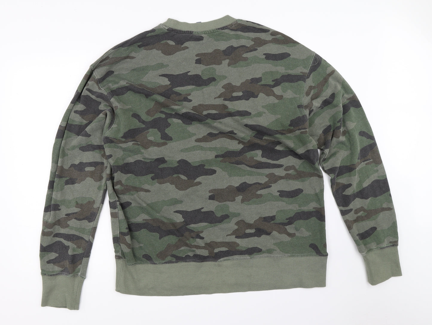 H&M Mens Green Camouflage  Pullover Sweatshirt Size M