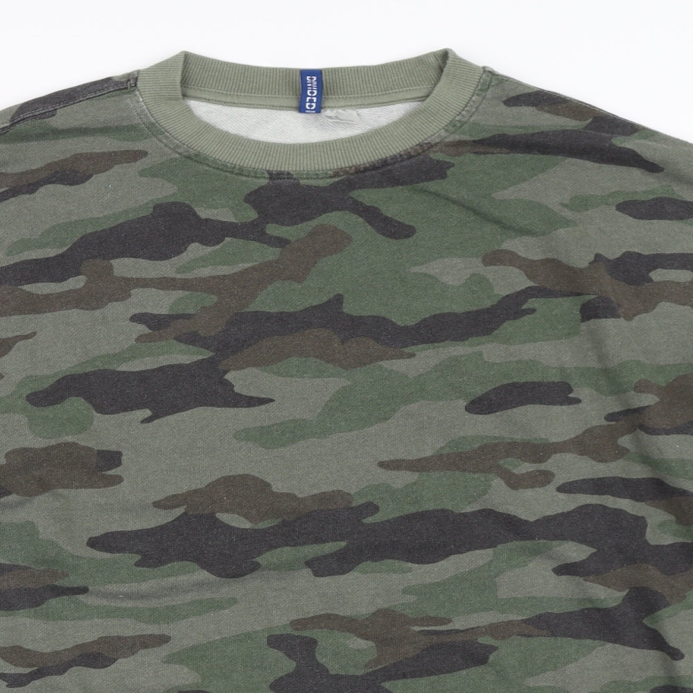 H&M Mens Green Camouflage  Pullover Sweatshirt Size M
