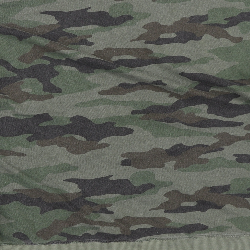H&M Mens Green Camouflage  Pullover Sweatshirt Size M