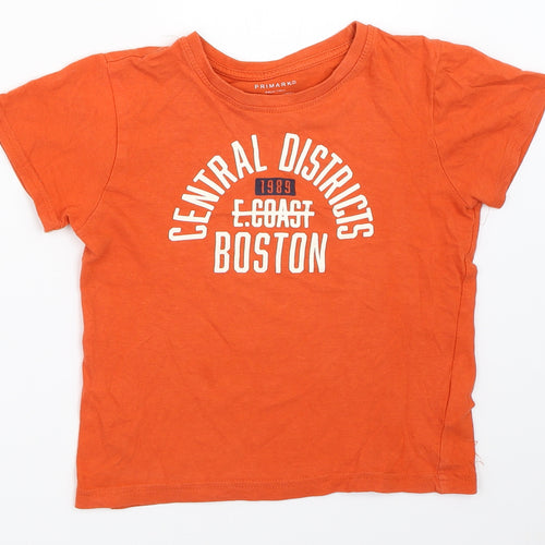 Primark Boys Orange   Basic T-Shirt Size 5-6 Years