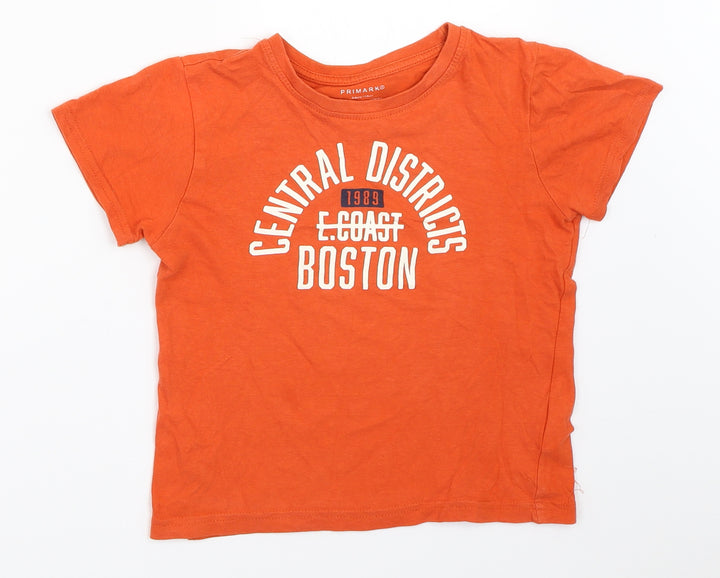 Primark Boys Orange   Basic T-Shirt Size 5-6 Years
