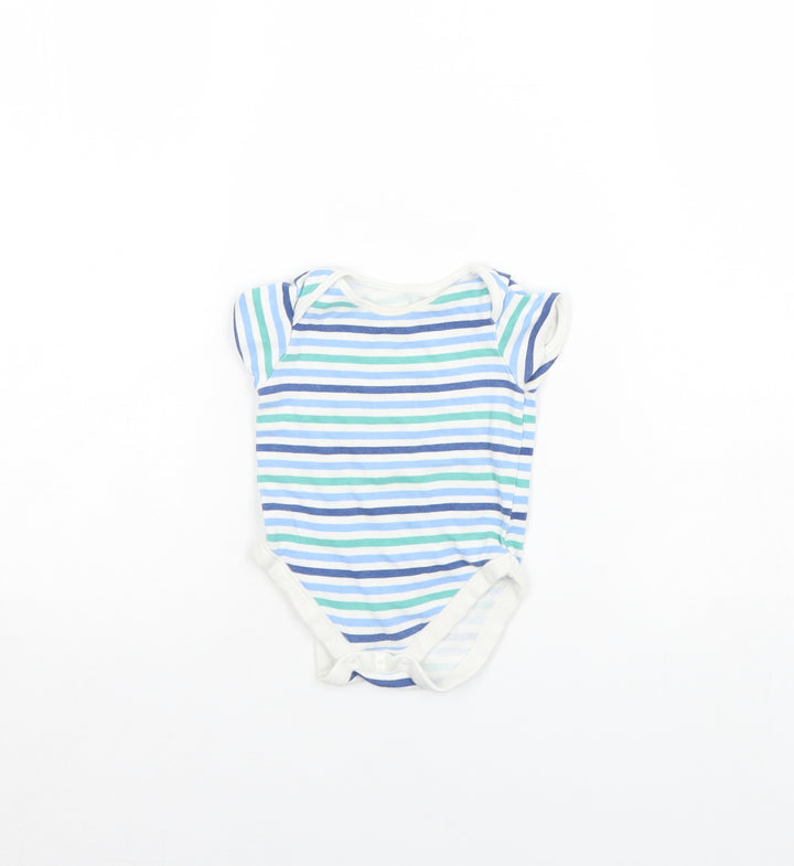 George Baby Multicoloured Striped Babygrow One-Piece Size 6-9 Months