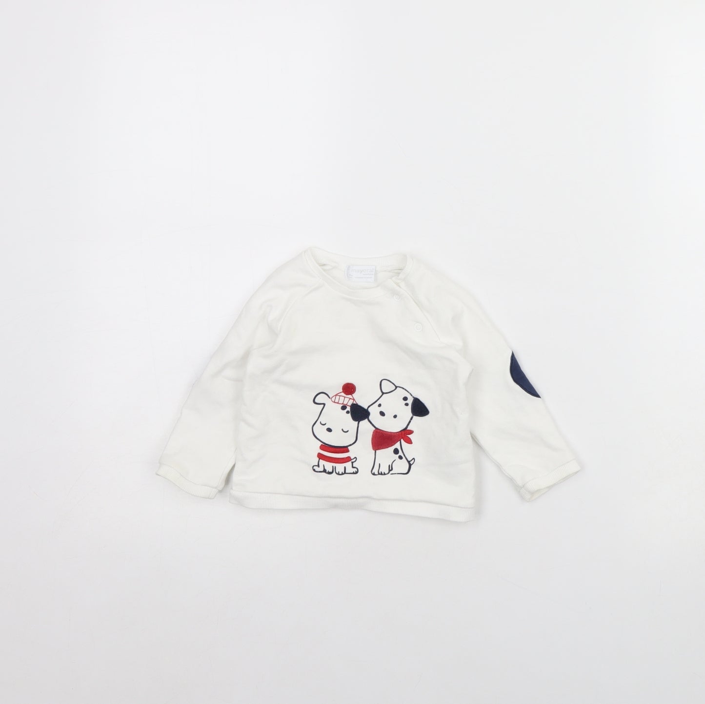 Mayoral Baby White   Pullover Jumper Size 6-9 Months  - Elbow pads