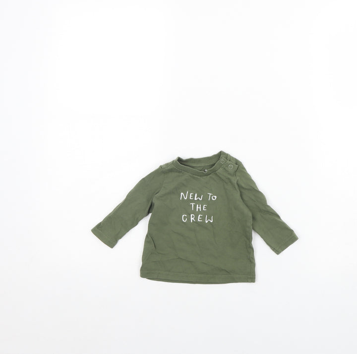 fred & flo Baby Green   Basic T-Shirt Size 0-3 Months  - new to the crew