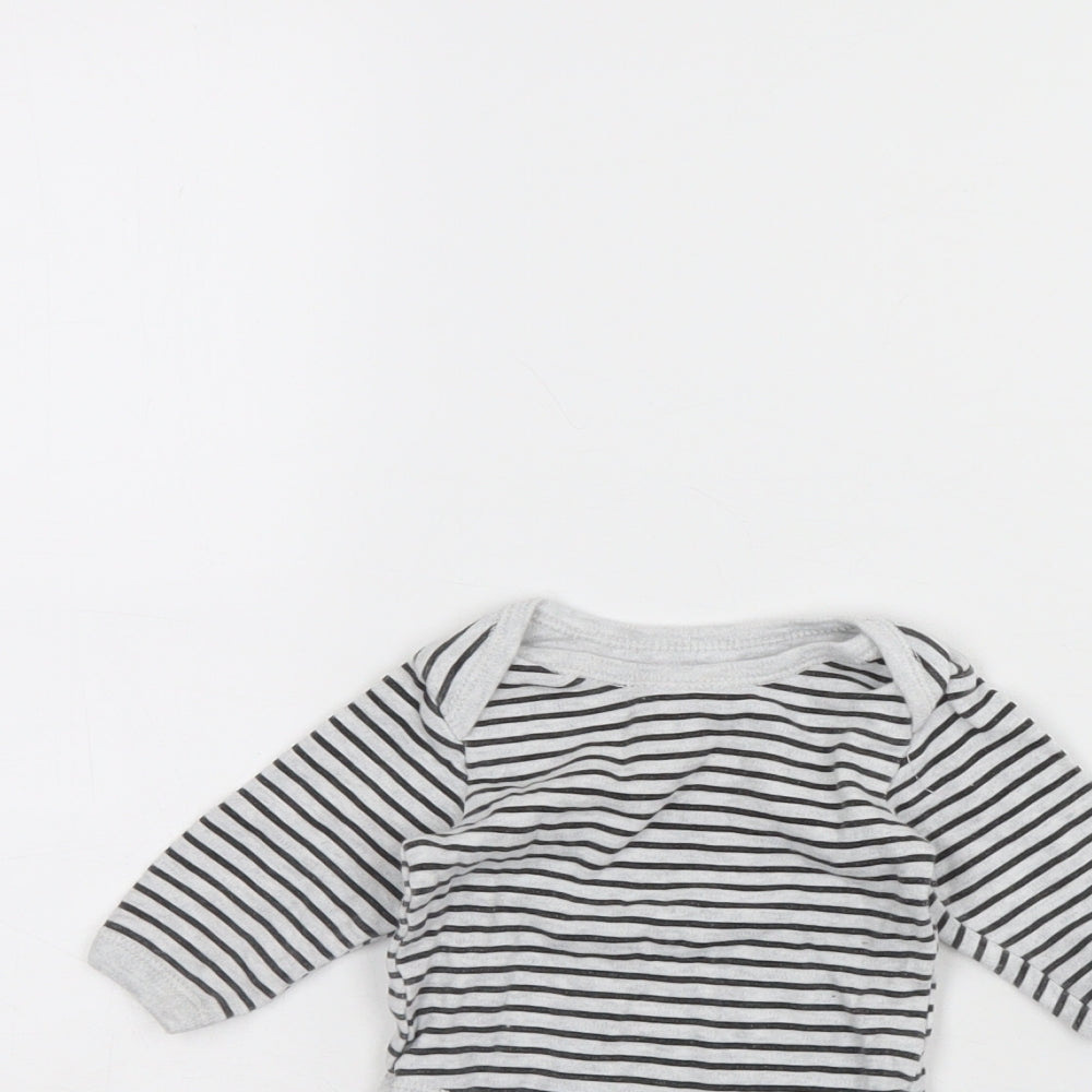 Primark Baby Grey Striped  Babygrow One-Piece Size 0-3 Months