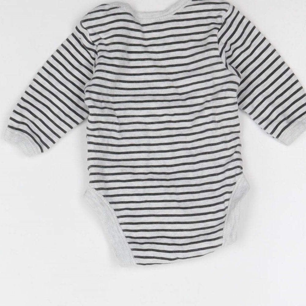 Primark Baby Grey Striped  Babygrow One-Piece Size 0-3 Months