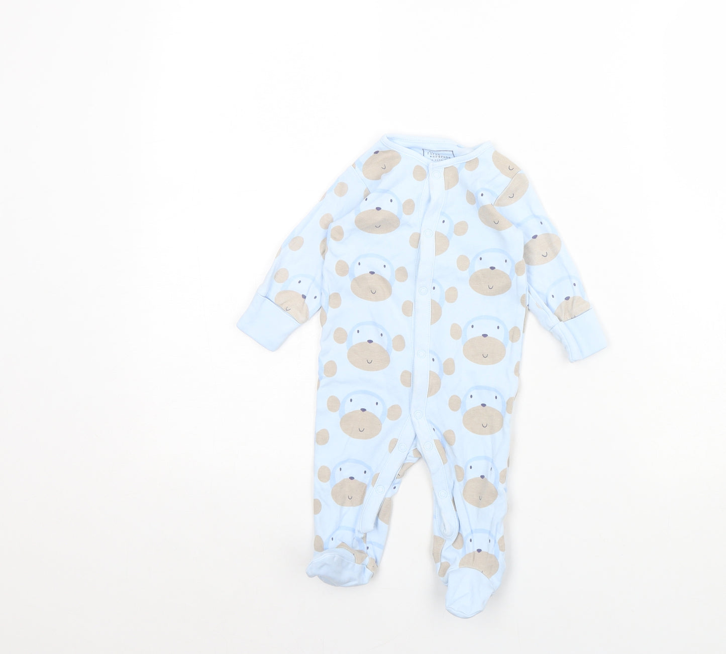 NEXT Baby Blue Animal Print  Babygrow One-Piece Size 3-6 Months  - Monkey