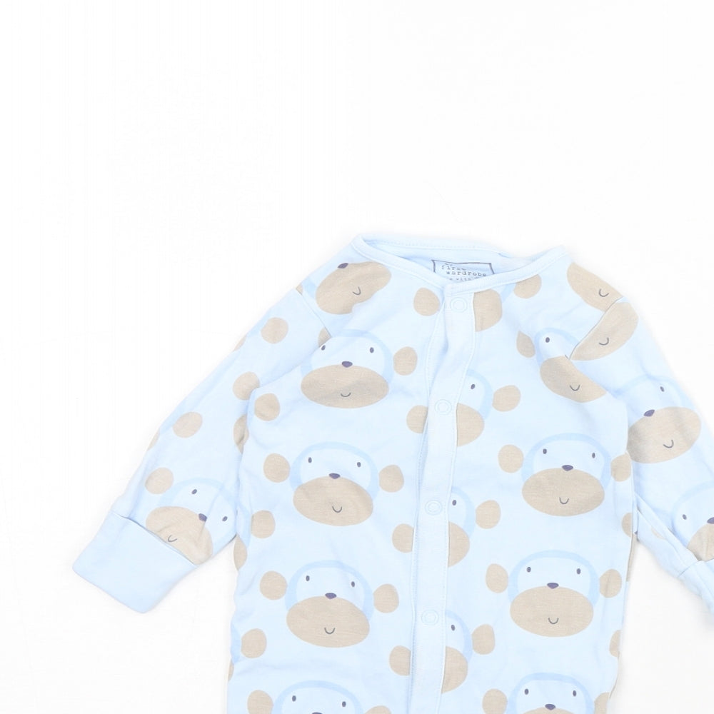NEXT Baby Blue Animal Print  Babygrow One-Piece Size 3-6 Months  - Monkey