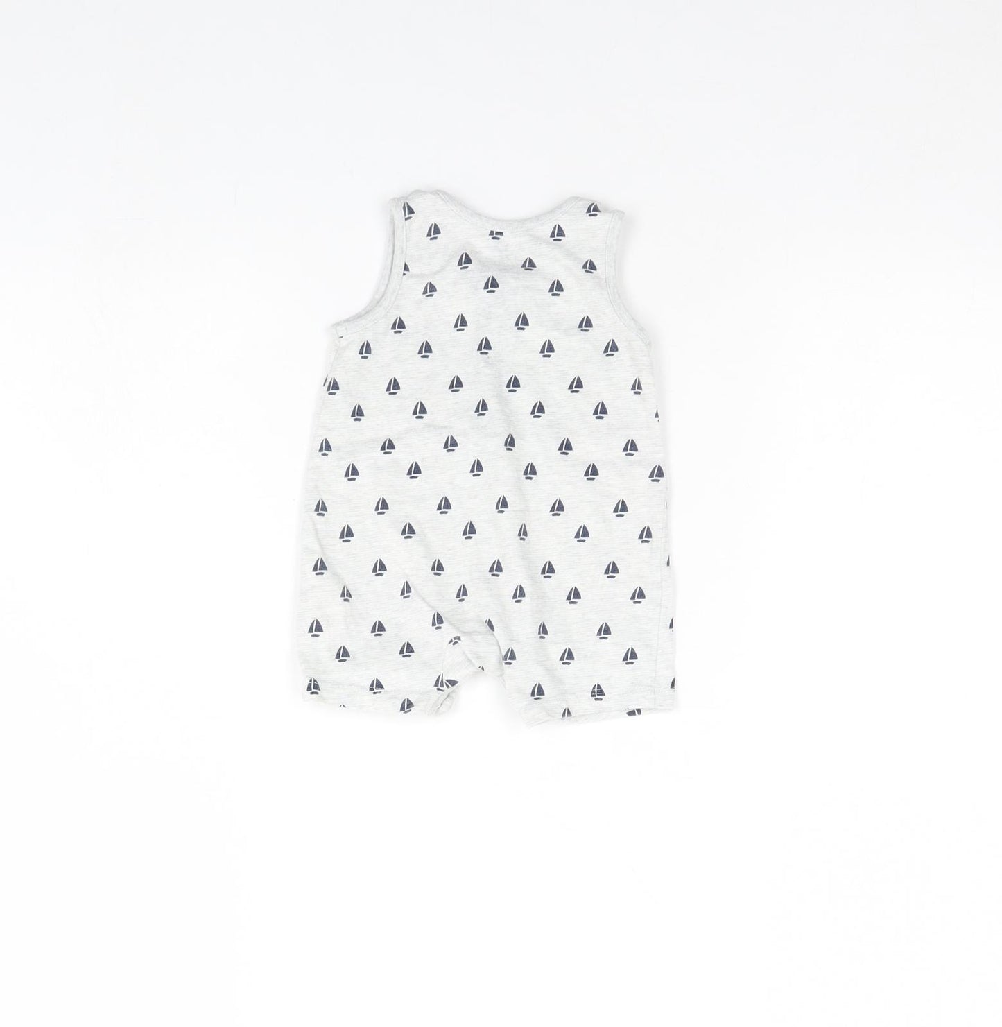 F&F Baby Grey Spotted  Babygrow One-Piece Size 0-3 Months  - Sail Boats