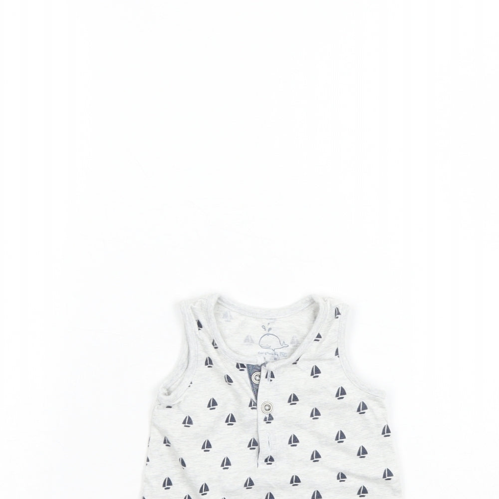 F&F Baby Grey Spotted  Babygrow One-Piece Size 0-3 Months  - Sail Boats