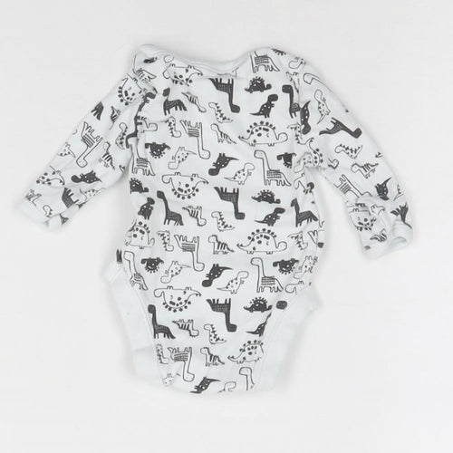 George Baby White Animal Print  Babygrow One-Piece Size 0-3 Months  - Dinosaur