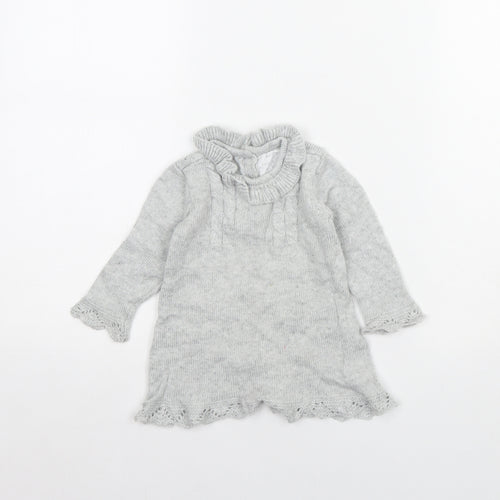 F&F Girls Grey   Jumper Dress  Size 6-9 Months