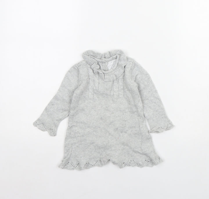 F&F Girls Grey Jumper Dress Size 6-9 Months