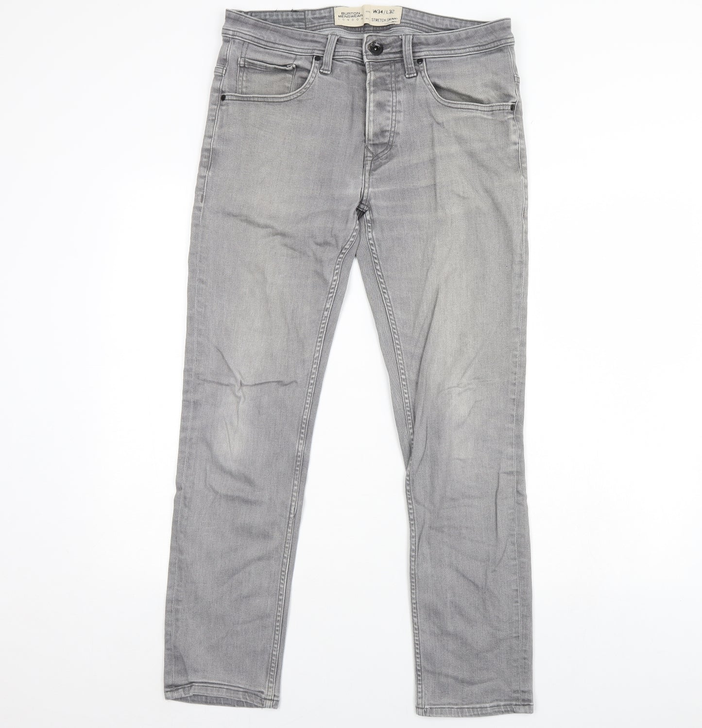 Burton Mens Grey  Denim Straight Jeans Size 34 L32 in