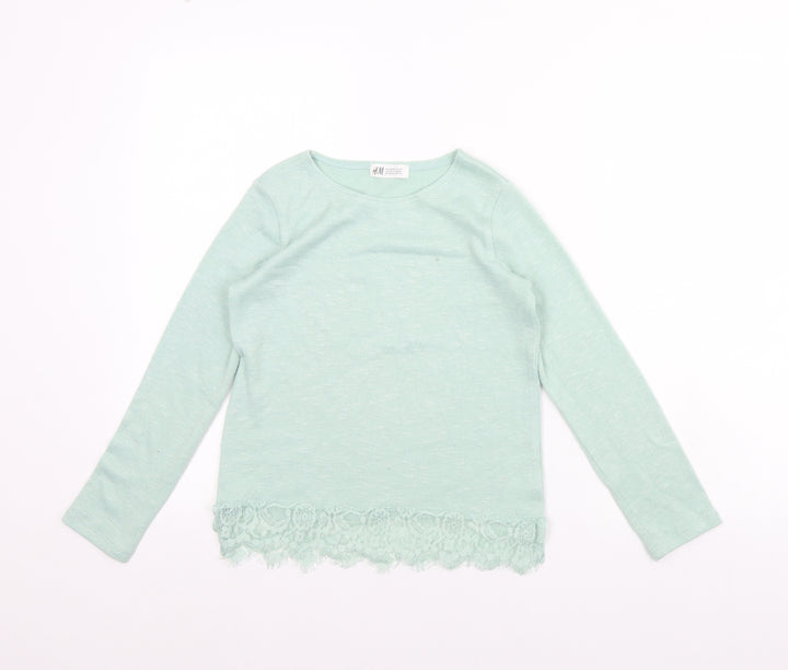H&M Girls Green Pullover Jumper Size 8 Years