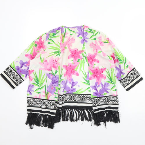 Miss Evie Girls White Floral  Jacket  Size 9 Years