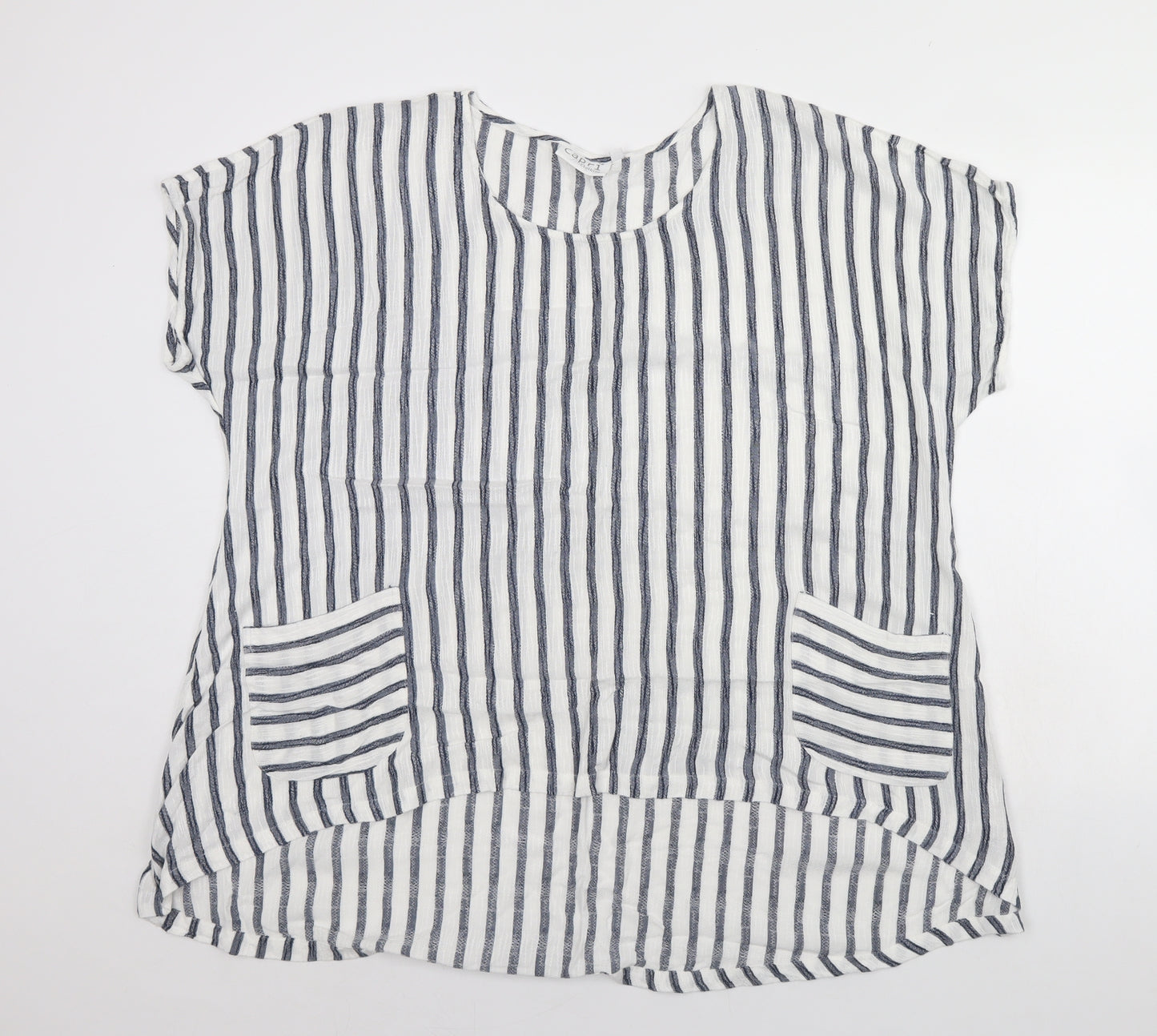 Capri Womens White Striped  Basic Blouse Size XL