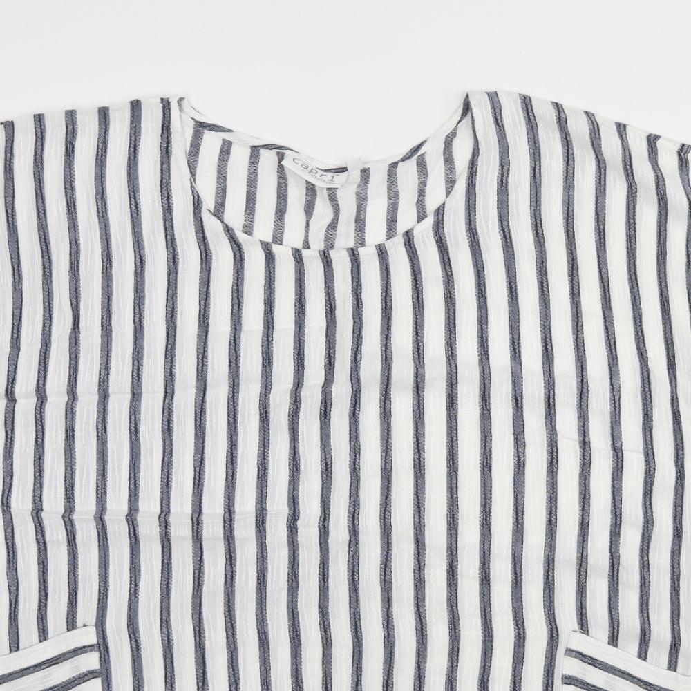 Capri Womens White Striped  Basic Blouse Size XL
