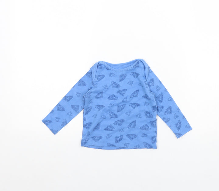 Preworn Baby Blue Spotted  Basic T-Shirt Size 6-9 Months  - Superbaby