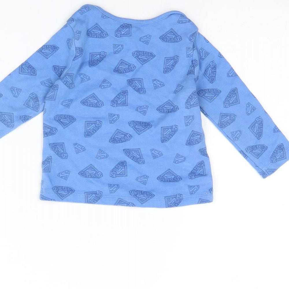 Preworn Baby Blue Spotted  Basic T-Shirt Size 6-9 Months  - Superbaby