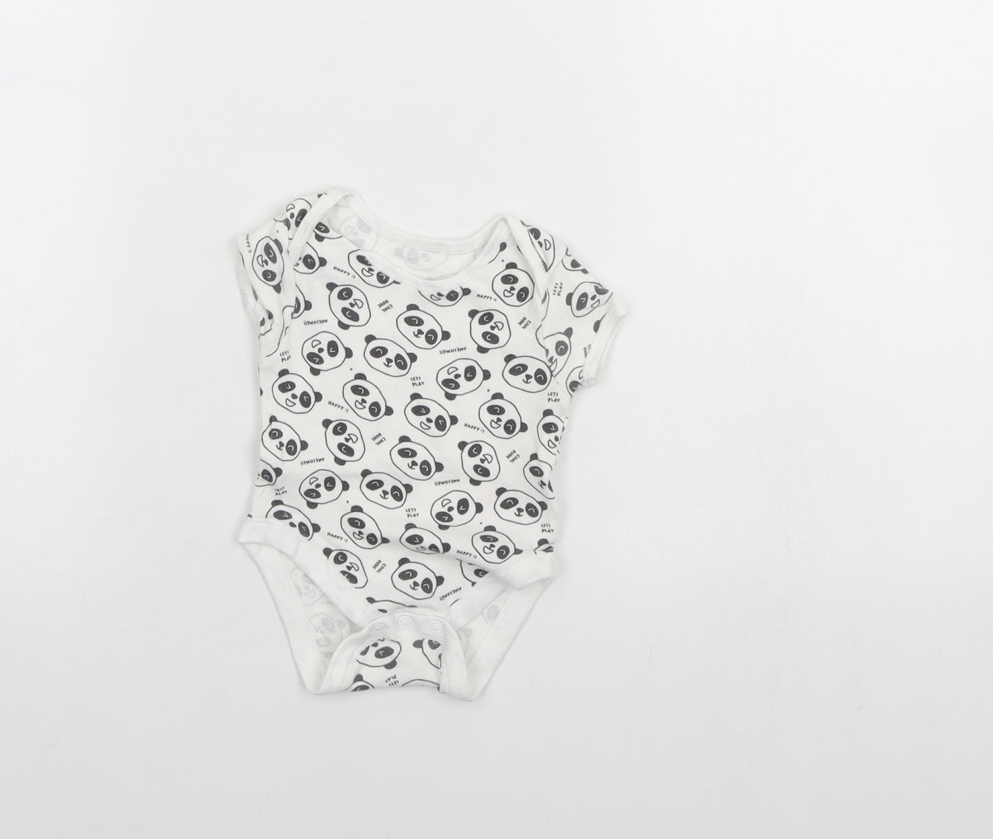Primark Baby White Spotted  Babygrow One-Piece Size 0-3 Months  - Panda