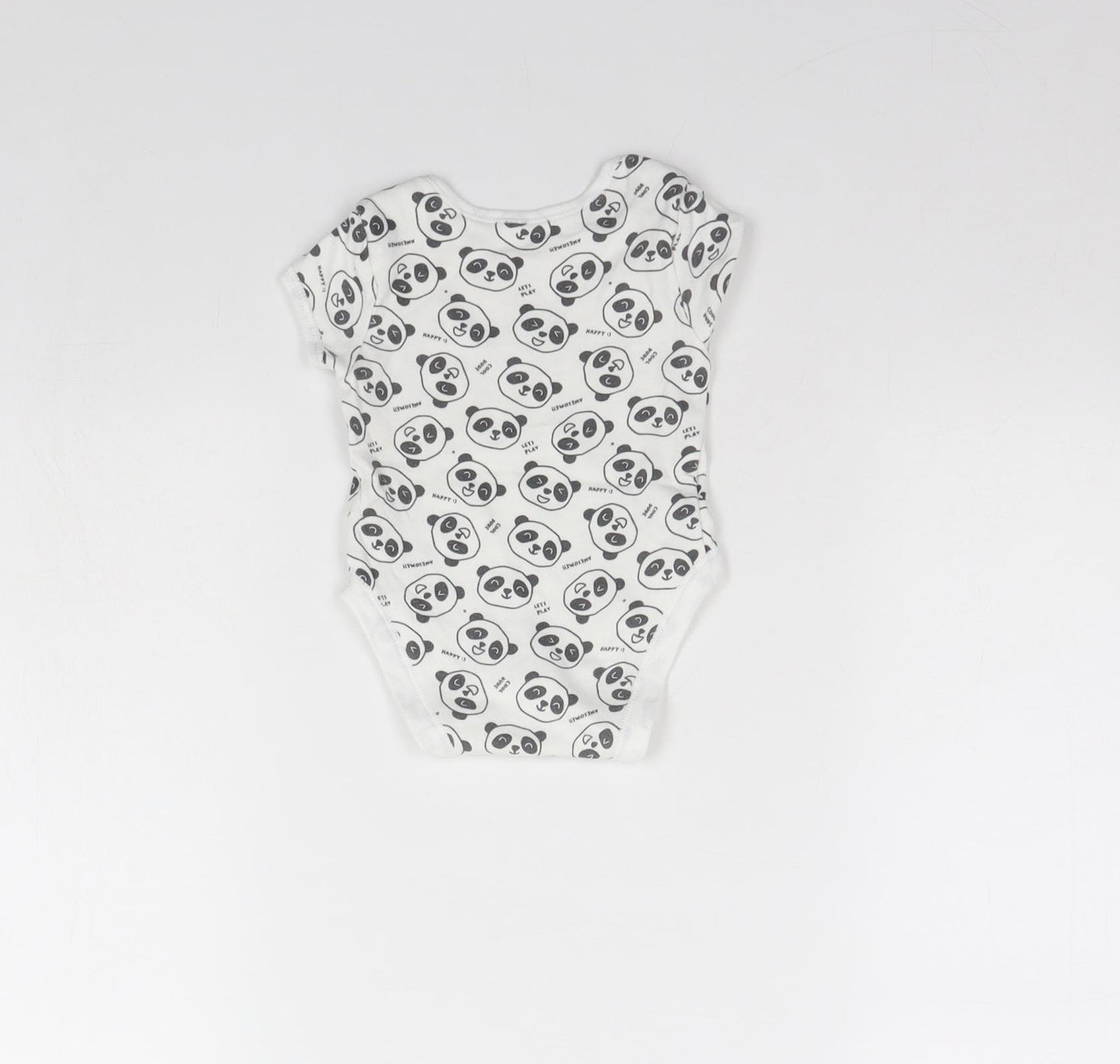 Primark Baby White Spotted  Babygrow One-Piece Size 0-3 Months  - Panda