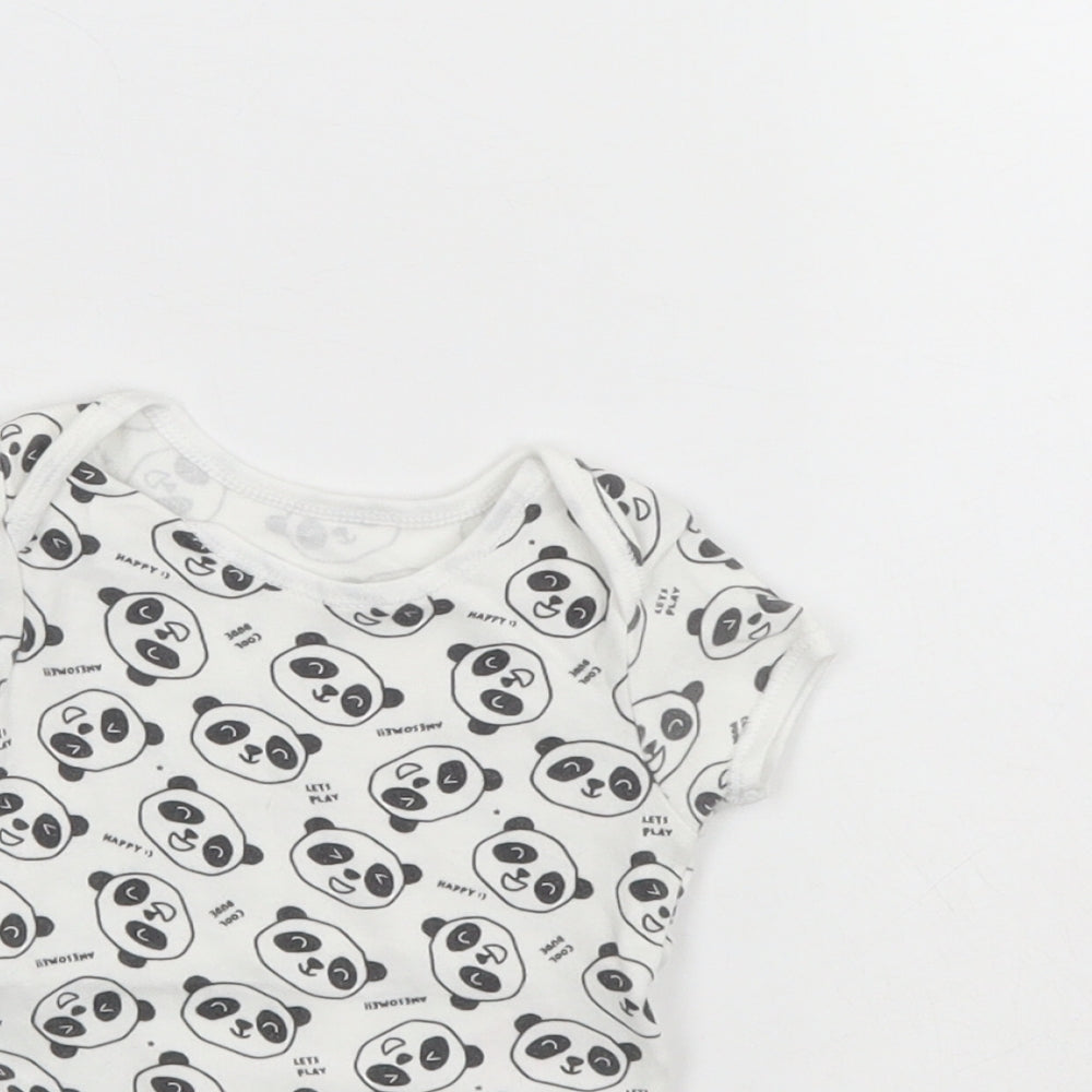 Primark Baby White Spotted  Babygrow One-Piece Size 0-3 Months  - Panda