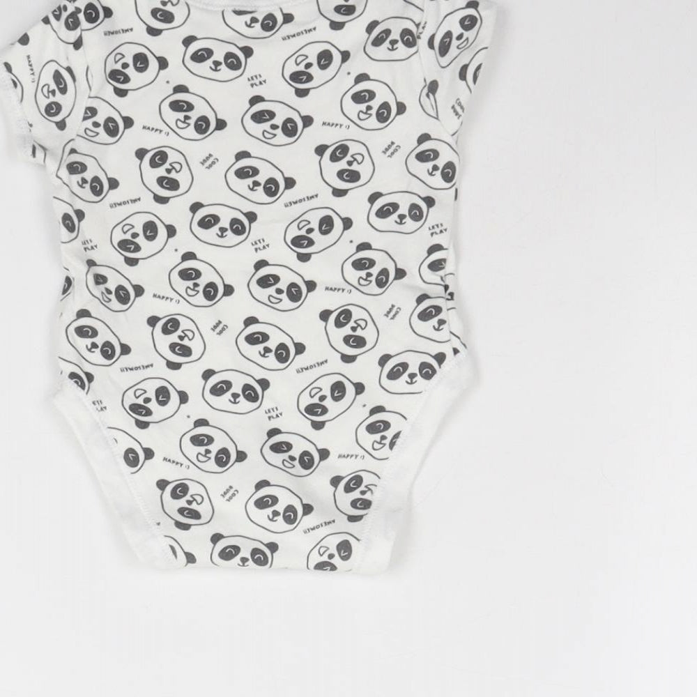Primark Baby White Spotted  Babygrow One-Piece Size 0-3 Months  - Panda
