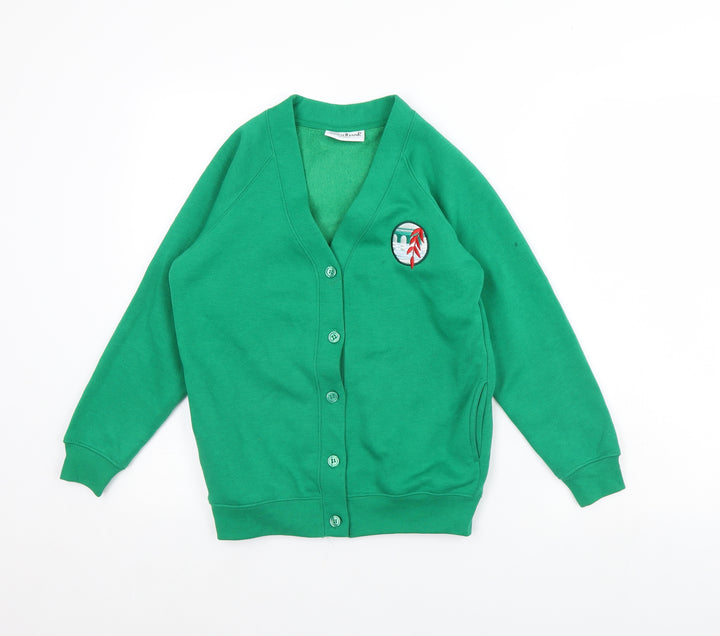 Woodbank Girls Green   Cardigan Jumper Size 9 Years