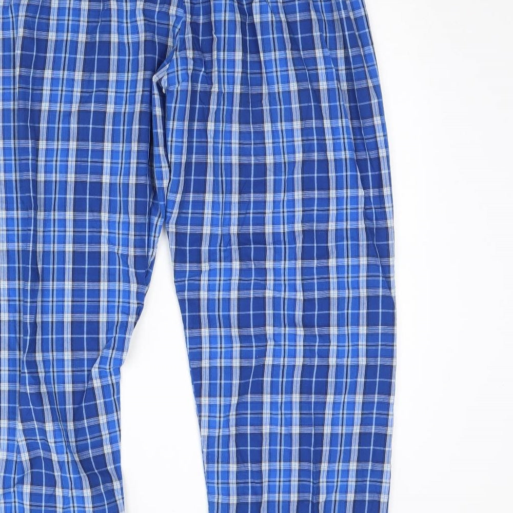 Avenue Mens Blue Check   Pyjama Pants Size L