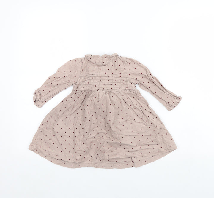 m&s Girls Beige Polka Dot Corduroy Fit & Flare  Size 9-12 Months