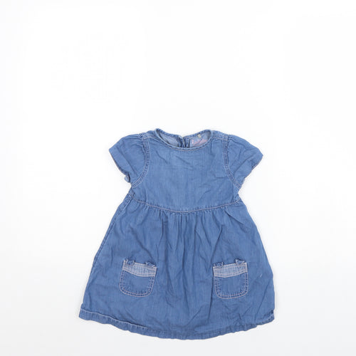 Peacocks Girls Blue  Denim Fit & Flare  Size 9-12 Months