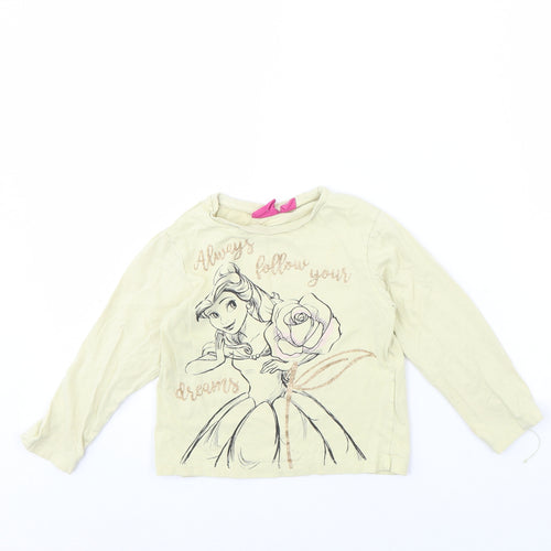 Disney Girls Yellow   Basic T-Shirt Size 3 Years  - Belle (Beauty & the Beast)